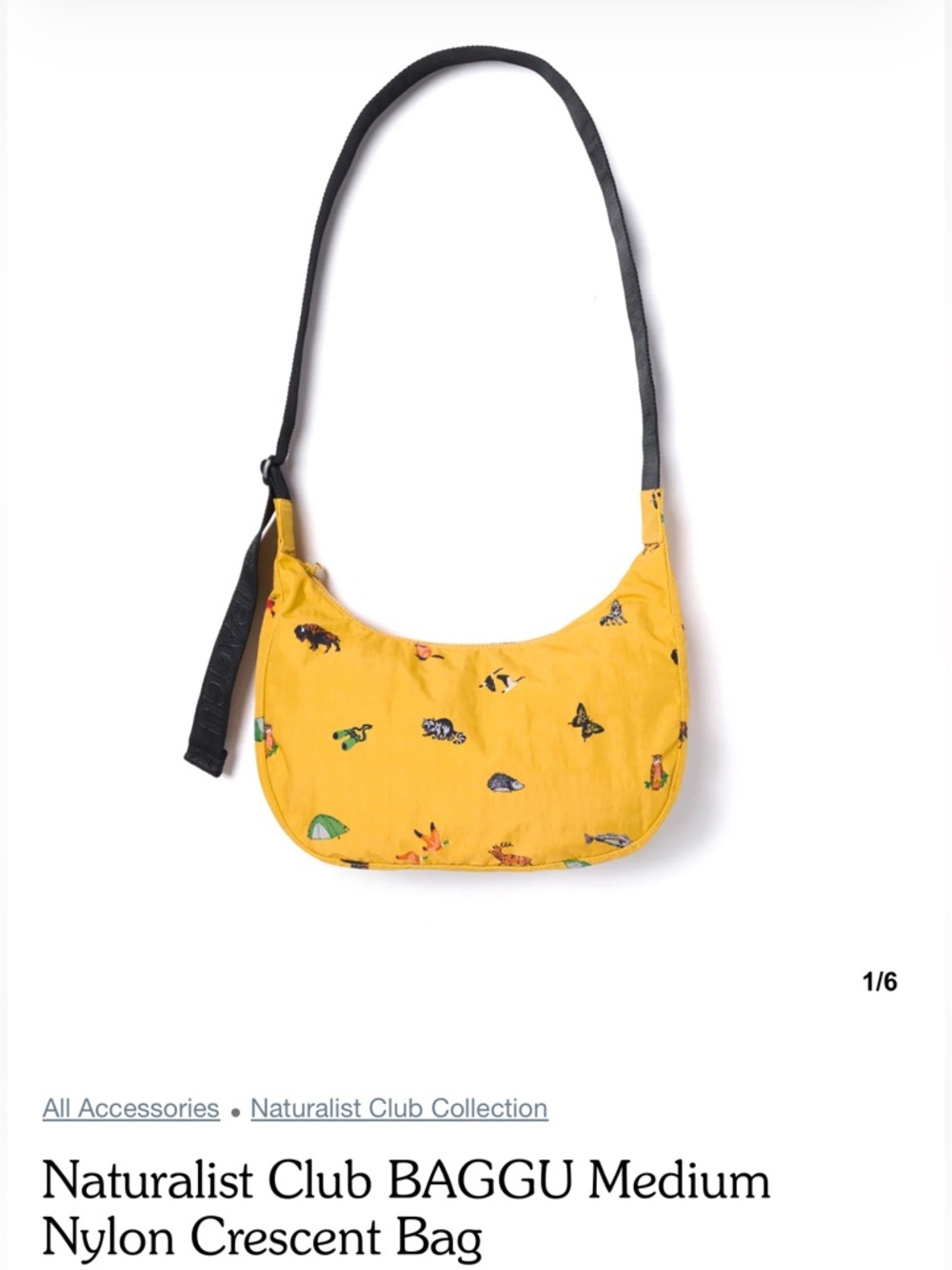 NWT BAGGU Parks Project Naturalist Club Medium Crescent Mustard - Picture 5 of 7